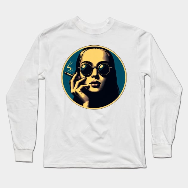 cool stoner girl smoking Long Sleeve T-Shirt by Anthony88